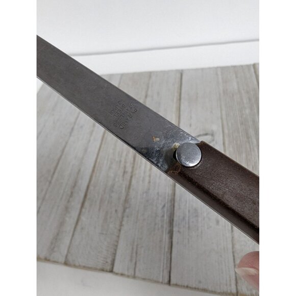 Vintage Pyramid Stainless Steel 12 1/2" Slotted Serving Spoon Red Brown Handle - Picture 7 of 8